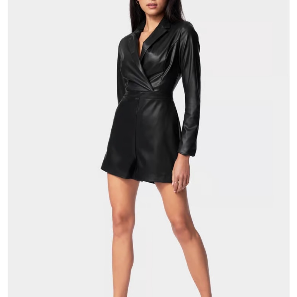 VEGAN LEATHER CROSS FRONT ROMPER